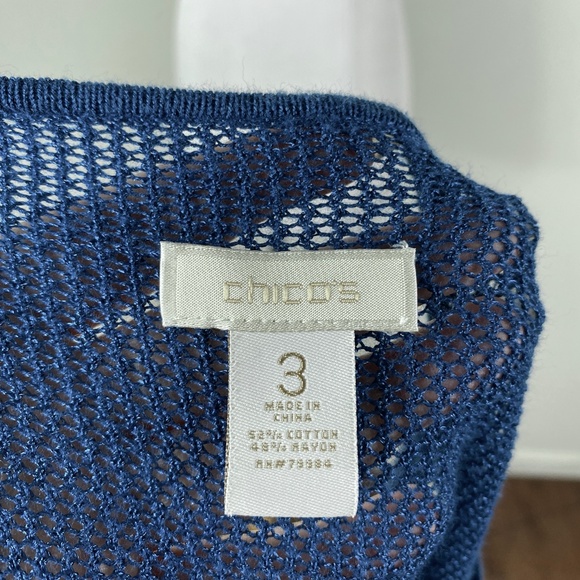Chicos Open Knit Sweater Tunic Blue Sz. 3 (XL) Cover Up - Picture 7 of 9